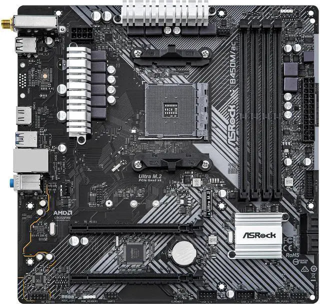 Asrock B450M-AC R2.0 AM4 Micro ATX Motherboard with WiFi & Bluetooth