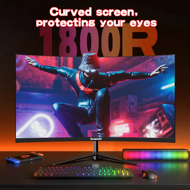 Gawfolk 32 Inch Curved Gaming Monitor 240Hz – 1800R Full HD 1080P Frameless PC Display