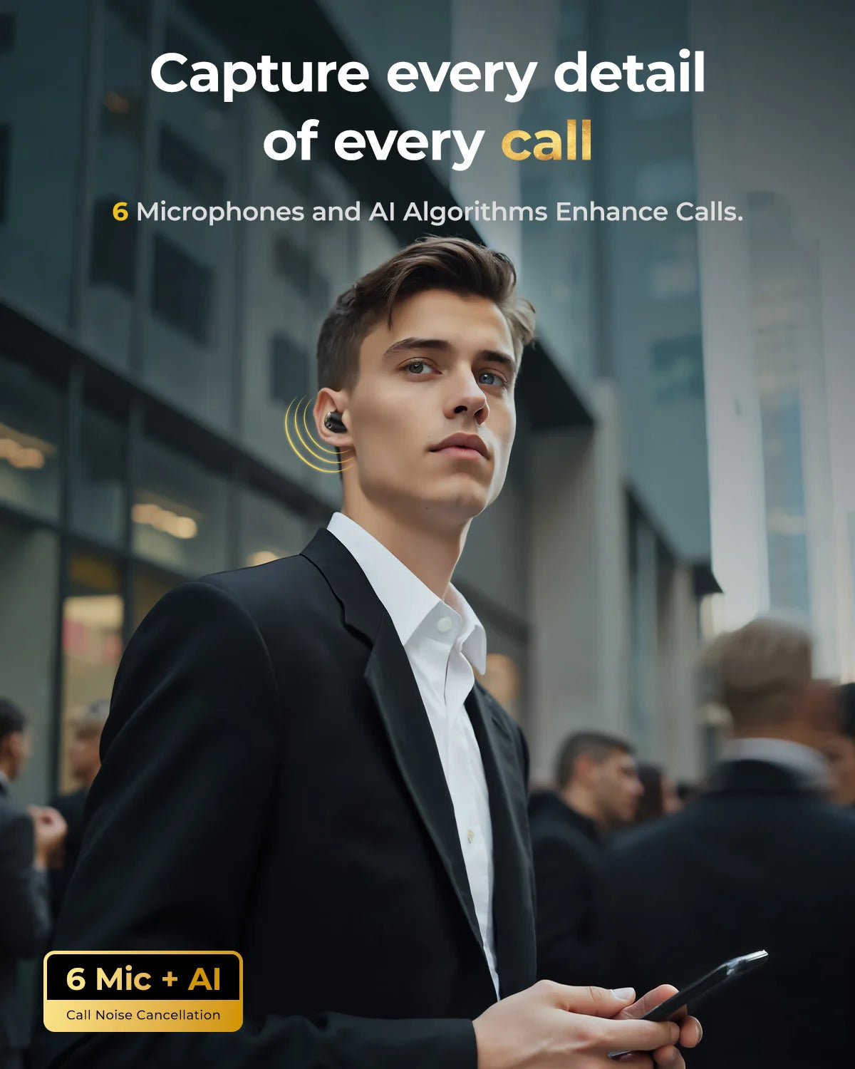 Wegear Bluetooth 5.4 Wireless Earbuds – Hybrid ANC Noise Cancelling Earbuds with 6 Mics & 32H Playtime