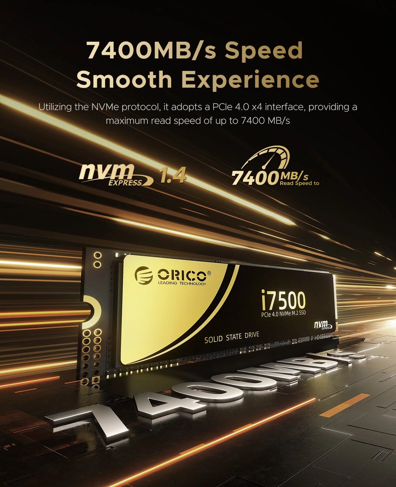 ORICO PS5 SSD 1TB PCIe4.0 NVMe 7400MB/s M.2 2280 Internal SSD for Gaming PC Gamers Creators i7500