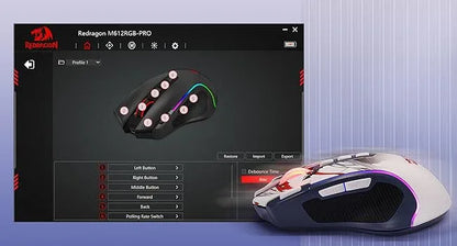 Redragon M612AK PRO RGB Gaming Mouse – Wired/Wireless 8000 DPI - TechTastic Treasures