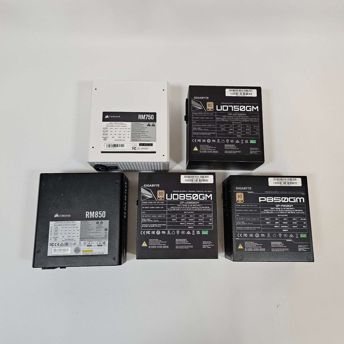 Lot of 5 PC Power Supplies – Corsair & Gigabyte – NOT WORKING (For Parts or Repair)