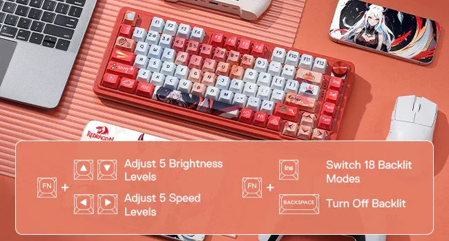 Redragon K673 PRO SE Wireless RGB Mechanical Gaming Keyboard – 81 Keys, Hot-Swap, Anime Edition - TechTastic Treasures