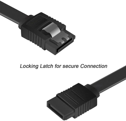 SATA III 6Gbps Data Cable – Straight Connectors, Locking Latch, 16-Inch - TechTastic Treasures