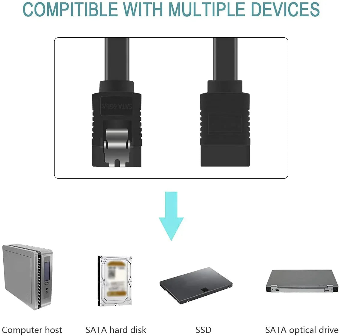 SATA III 6Gbps Data Cable – Straight Connectors, Locking Latch, 16-Inch - TechTastic Treasures