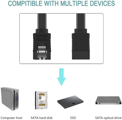 SATA III 6Gbps Data Cable – Straight Connectors, Locking Latch, 16-Inch - TechTastic Treasures