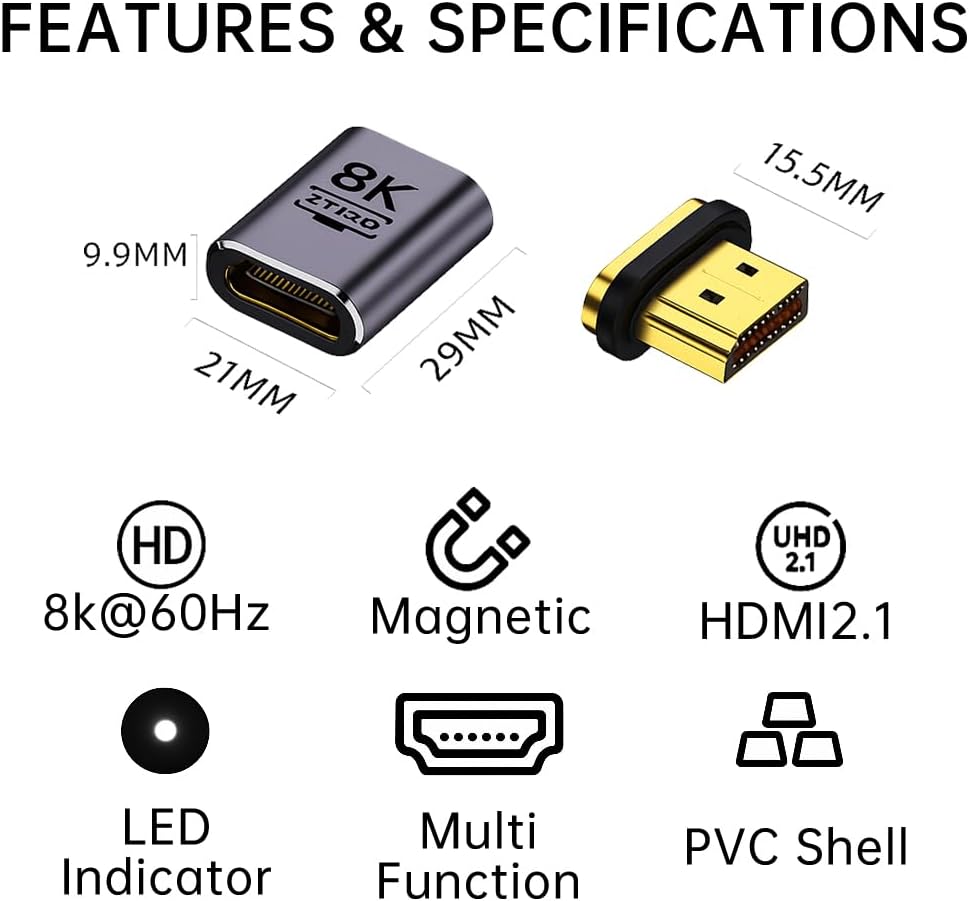 8K HDMI 2.1 Magnetic Breakaway Adapter – PS5 Xbox 48Gbps
