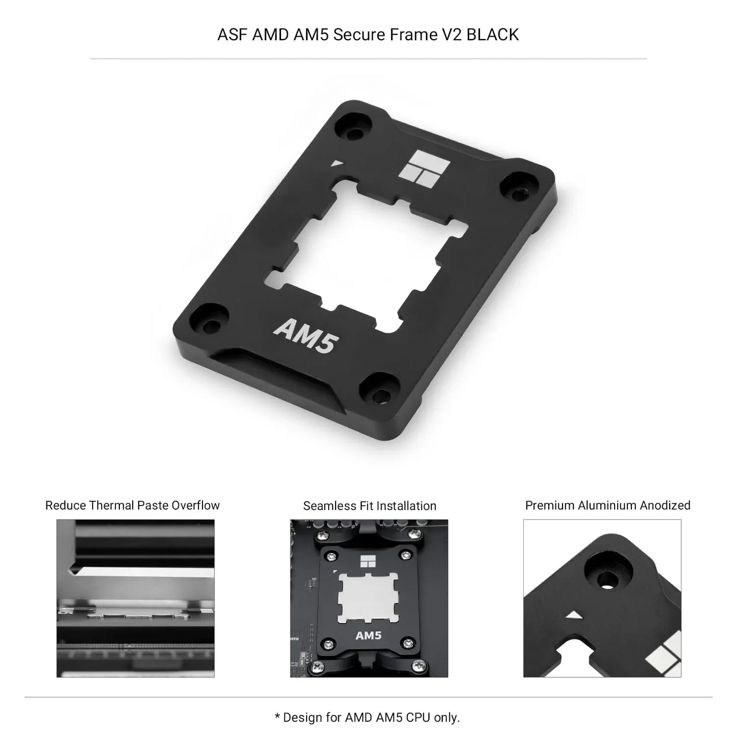Thermalright AM5 / LGA 1700 Secure Frame V2 – Black | CPU Anti-Bending Holder - TechTastic Treasures