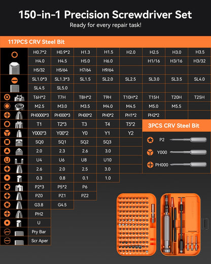 LIFEGOO 150 in 1 Precision Screwdriver Set – Magnetic Electronics Repair Tool Kit for PC, iPhone, PS5 & More