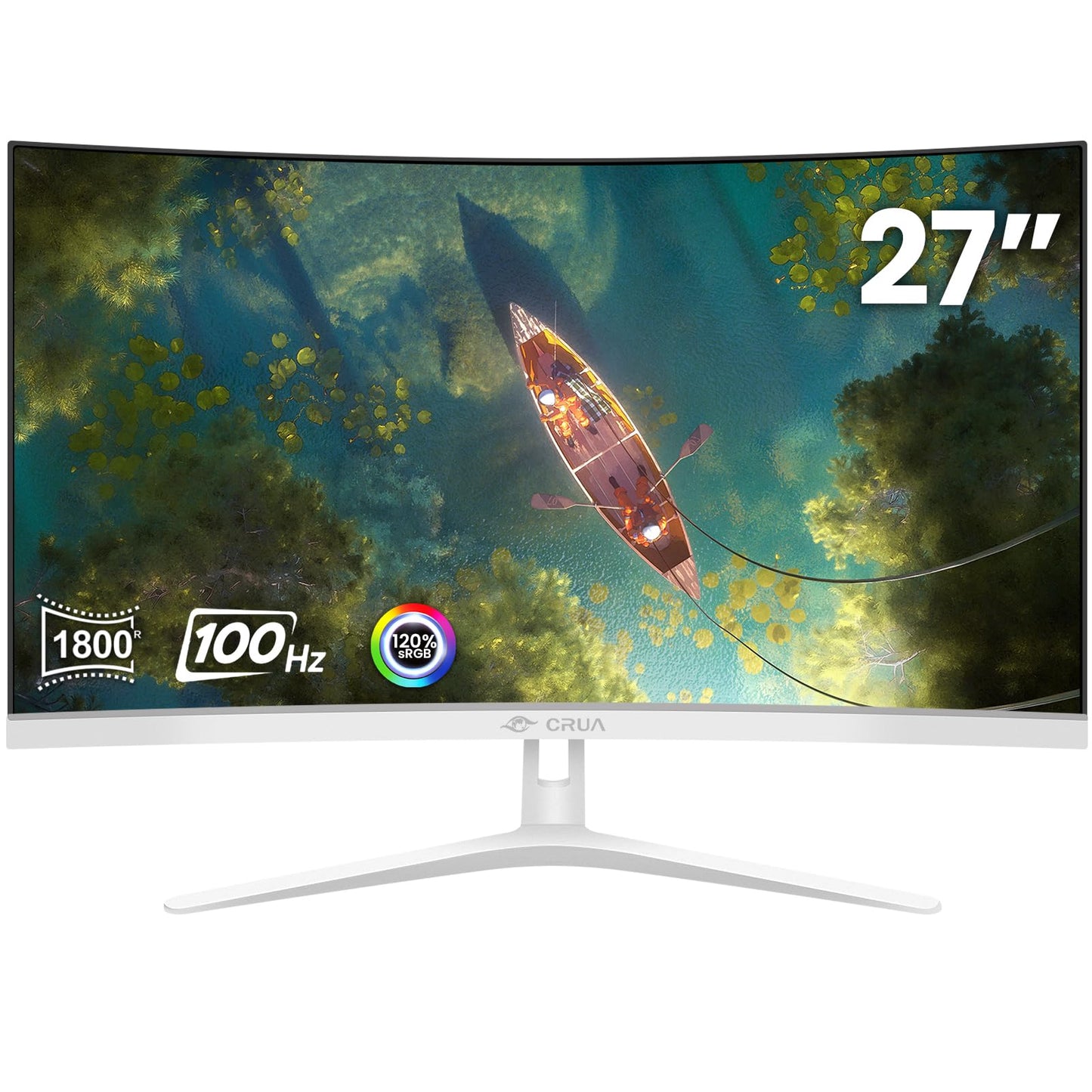 CRUA 34 Inch Curved Gaming Monitor 3440x1440 WQHD 165Hz Ultrawide 21:9 FreeSync HDMI DP 1500R