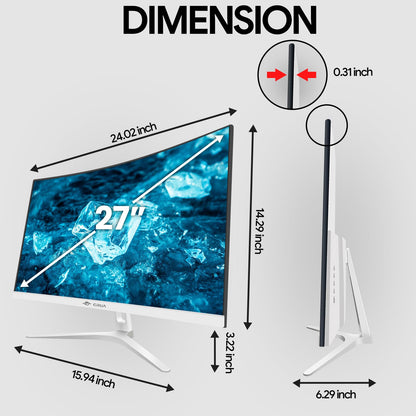 CRUA 34 Inch Curved Gaming Monitor 3440x1440 WQHD 165Hz Ultrawide 21:9 FreeSync HDMI DP 1500R