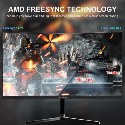 CRUA 34 Inch Curved Gaming Monitor 3440x1440 WQHD 165Hz Ultrawide 21:9 FreeSync HDMI DP 1500R