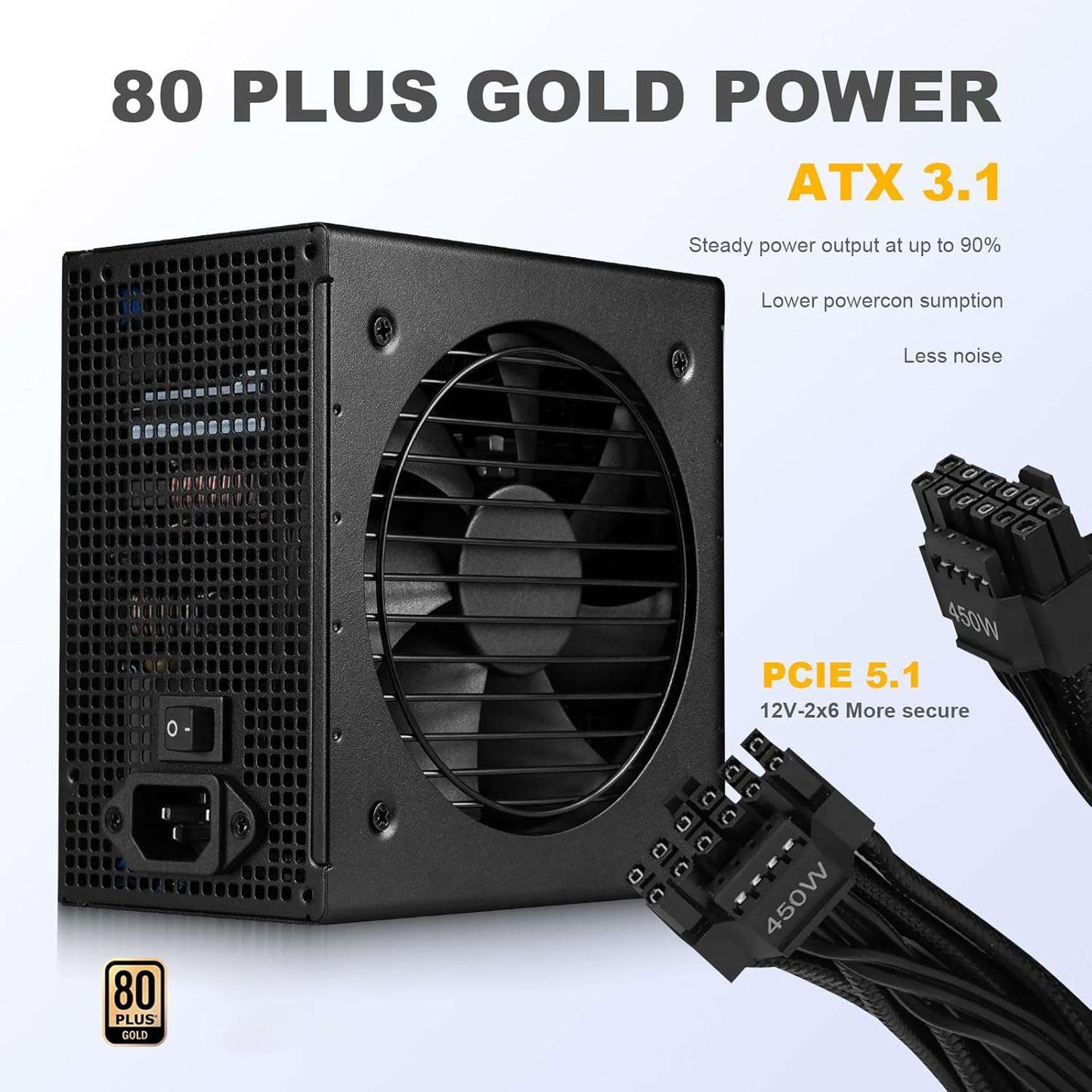 SAMA 850W Fully Modular 80+ Gold Power Supply – ATX 3.1 & PCIe 5.1 Ready for RTX 30/40 Series