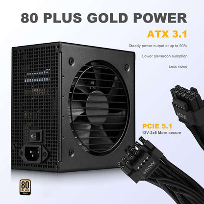SAMA 850W Fully Modular 80+ Gold Power Supply – ATX 3.1 & PCIe 5.1 Ready for RTX 30/40 Series