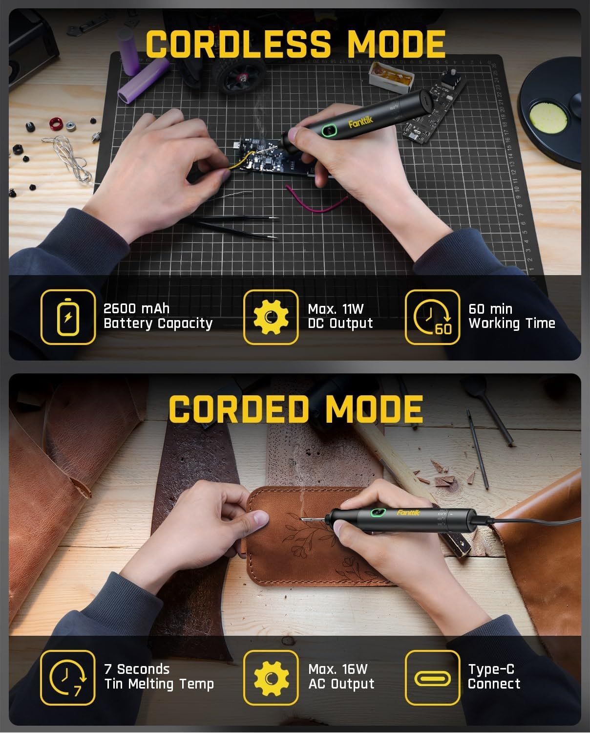 Fanttik T1 Max Cordless Soldering Iron Kit – 7 Second Fast Heating, C210 Tips, USB-C Precision Repair Tool