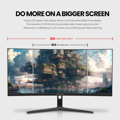 CRUA 34 Inch Curved Gaming Monitor 3440x1440 WQHD 165Hz Ultrawide 21:9 FreeSync HDMI DP 1500R