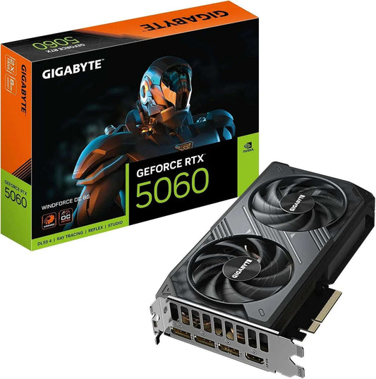 GIGABYTE WINDFORCE GeForce RTX 5060 8GB GDDR7 – PCIe 5.0 Graphics Card (GV-N5060WF2OC-8GD) - TechTastic Treasures