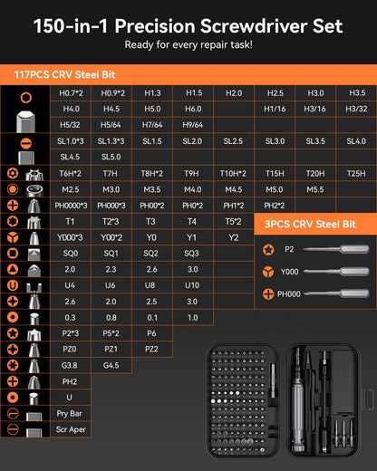 LIFEGOO 150 in 1 Precision Screwdriver Set – Magnetic Electronics Repair Tool Kit for PC, iPhone, PS5 & More