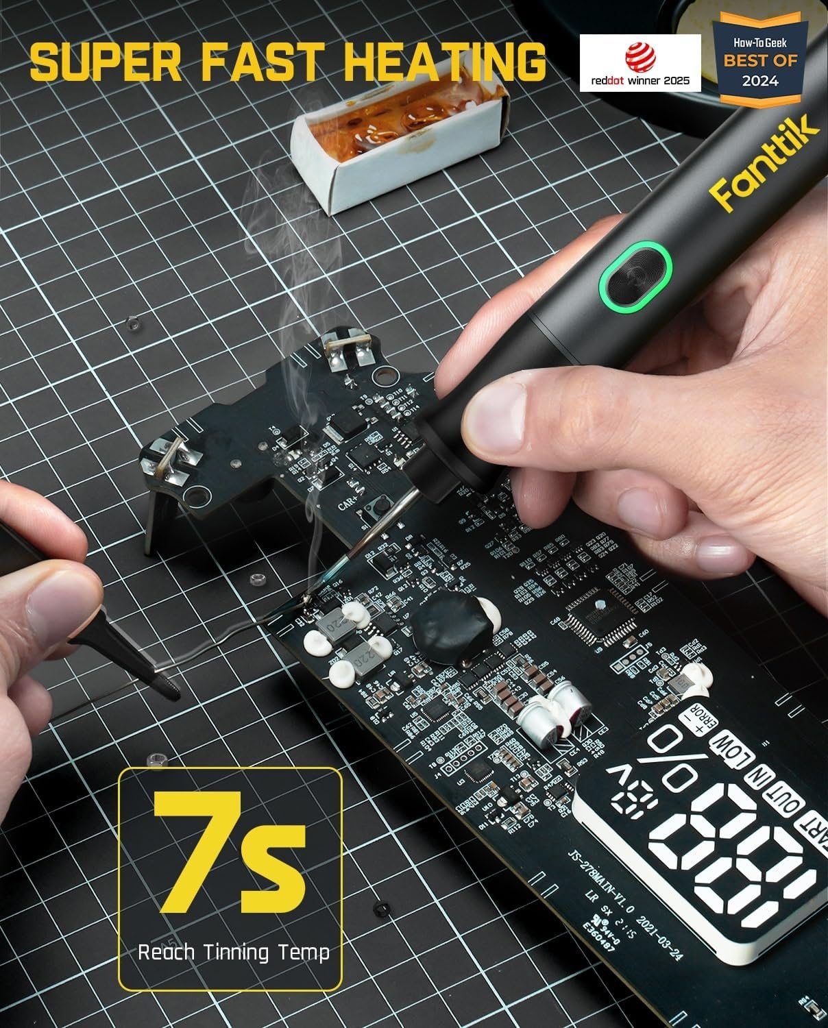 Fanttik T1 Max Cordless Soldering Iron Kit – 7 Second Fast Heating, C210 Tips, USB-C Precision Repair Tool