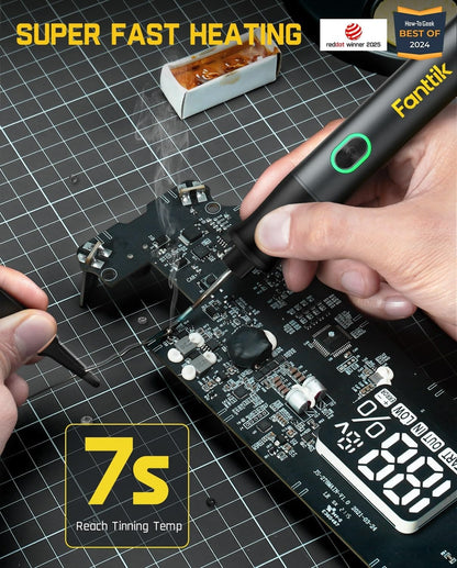 Fanttik T1 Max Cordless Soldering Iron Kit – 7 Second Fast Heating, C210 Tips, USB-C Precision Repair Tool