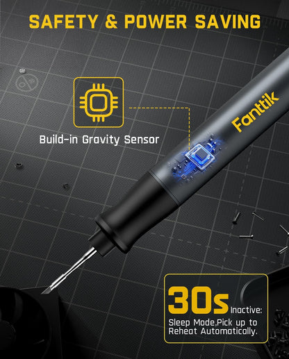 Fanttik T1 Max Cordless Soldering Iron Kit – 7 Second Fast Heating, C210 Tips, USB-C Precision Repair Tool