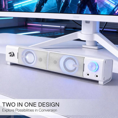 Redragon GS550 PC Gaming Speakers 2.0 Channel Stereo Enhanced Sound, White