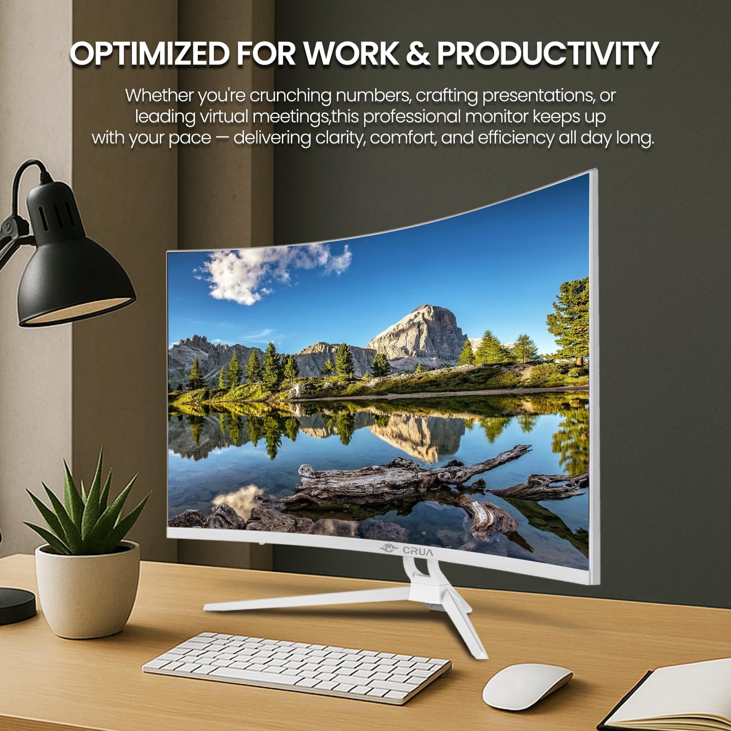CRUA 34 Inch Curved Gaming Monitor 3440x1440 WQHD 165Hz Ultrawide 21:9 FreeSync HDMI DP 1500R