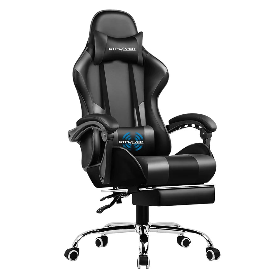 GTPLAYER Gaming Chair with Footrest – Ergonomic Reclining Office Chair with Lumbar Support, Headrest & Swivel Seat