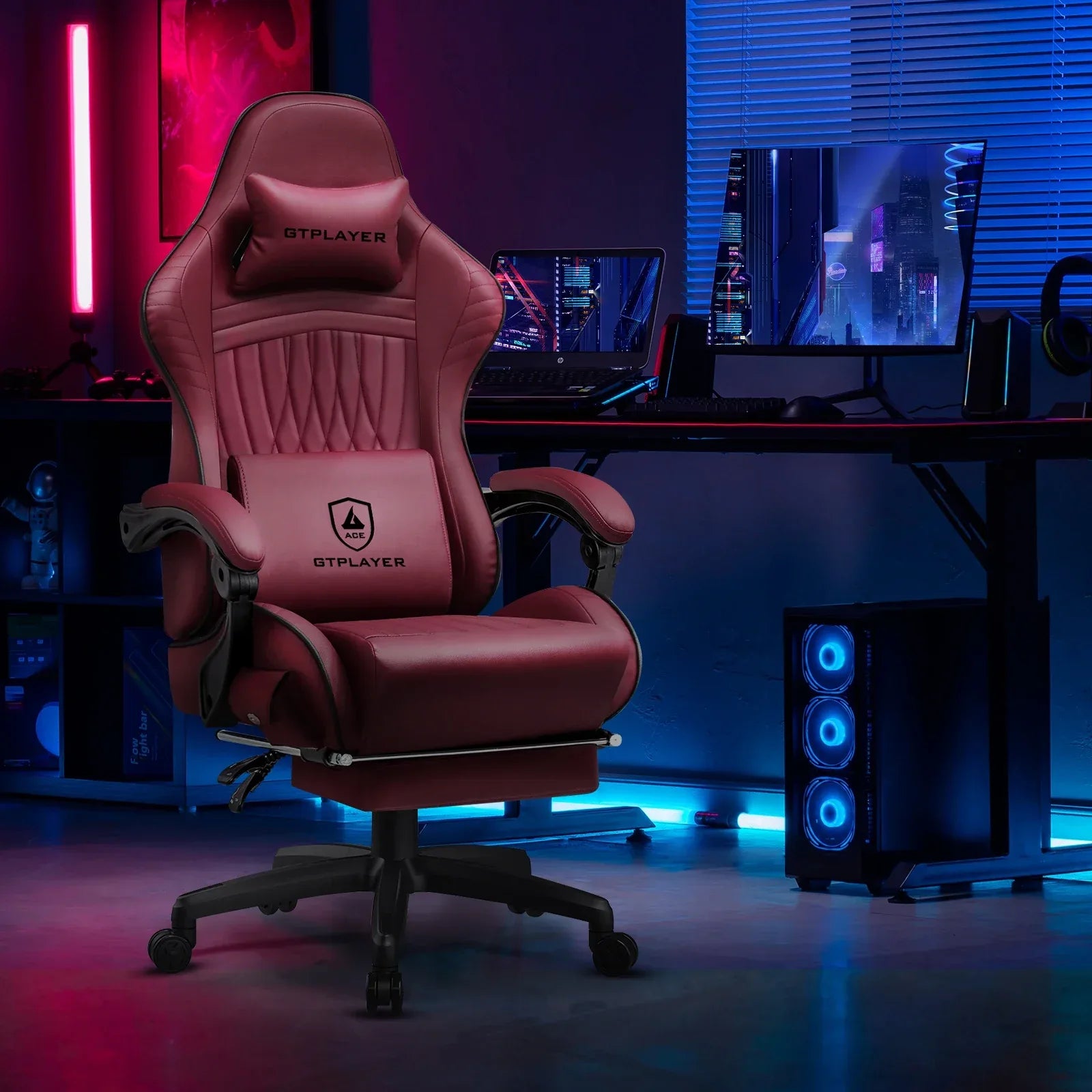 GTPLAYER Gaming Chair with Built-in Speakers & Footrest – Ergonomic Racing-Style Comfort - TechTastic Treasures