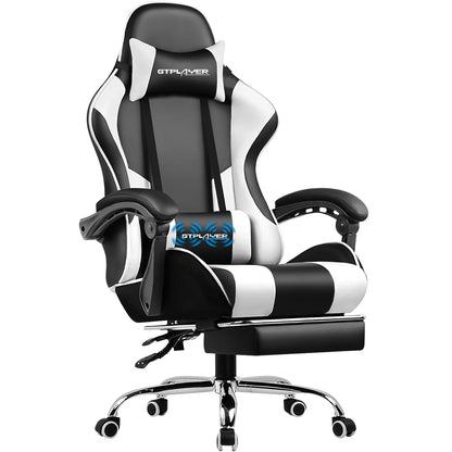 GTPLAYER Gaming Chair with Footrest – Ergonomic Reclining Office Chair with Lumbar Support, Headrest & Swivel Seat