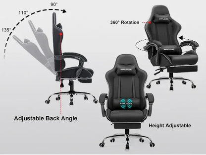 GTPLAYER Gaming Chair with Footrest – Ergonomic Office & Gaming Chair with Lumbar Support and Headrest - TechTastic Treasures