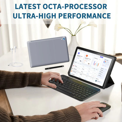 10" Android 14 Tablet – 16GB RAM | 128GB Storage | 1TB Expandable | Octa-Core | Widevine L1 | Keyboard, Mouse & Stylus Bundle - TechTastic Treasures