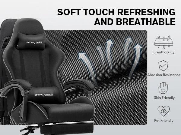 GTPLAYER Gaming Chair with Footrest – Ergonomic Office & Gaming Chair with Lumbar Support and Headrest - TechTastic Treasures