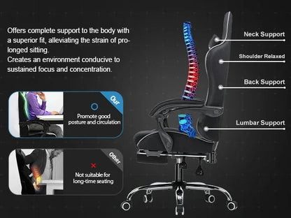 GTPLAYER Gaming Chair with Footrest – Ergonomic Office & Gaming Chair with Lumbar Support and Headrest - TechTastic Treasures