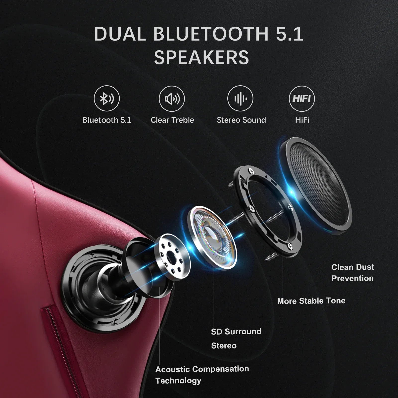 GTPLAYER Gaming Chair with Built-in Speakers & Footrest – Ergonomic Racing-Style Comfort - TechTastic Treasures