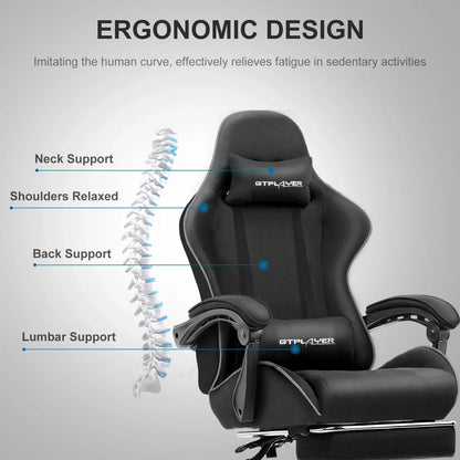 GTPLAYER Gaming Chair with Footrest – Ergonomic Office & Gaming Chair with Lumbar Support and Headrest - TechTastic Treasures