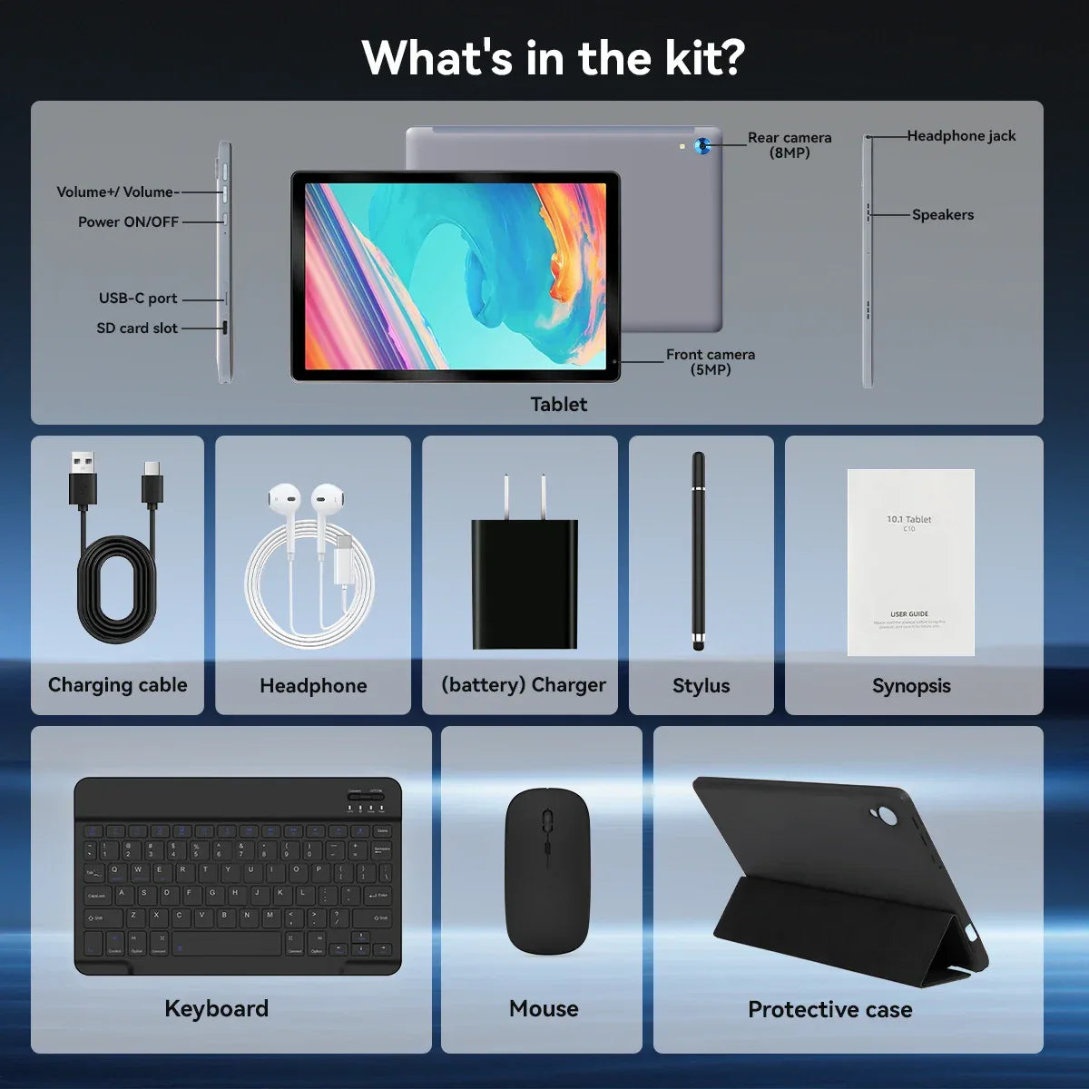 10" Android 14 Tablet – 16GB RAM | 128GB Storage | 1TB Expandable | Octa-Core | Widevine L1 | Keyboard, Mouse & Stylus Bundle - TechTastic Treasures