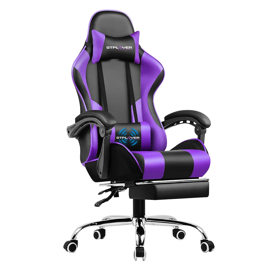 GTPLAYER Gaming Chair with Footrest – Ergonomic Reclining Office Chair with Lumbar Support, Headrest & Swivel Seat