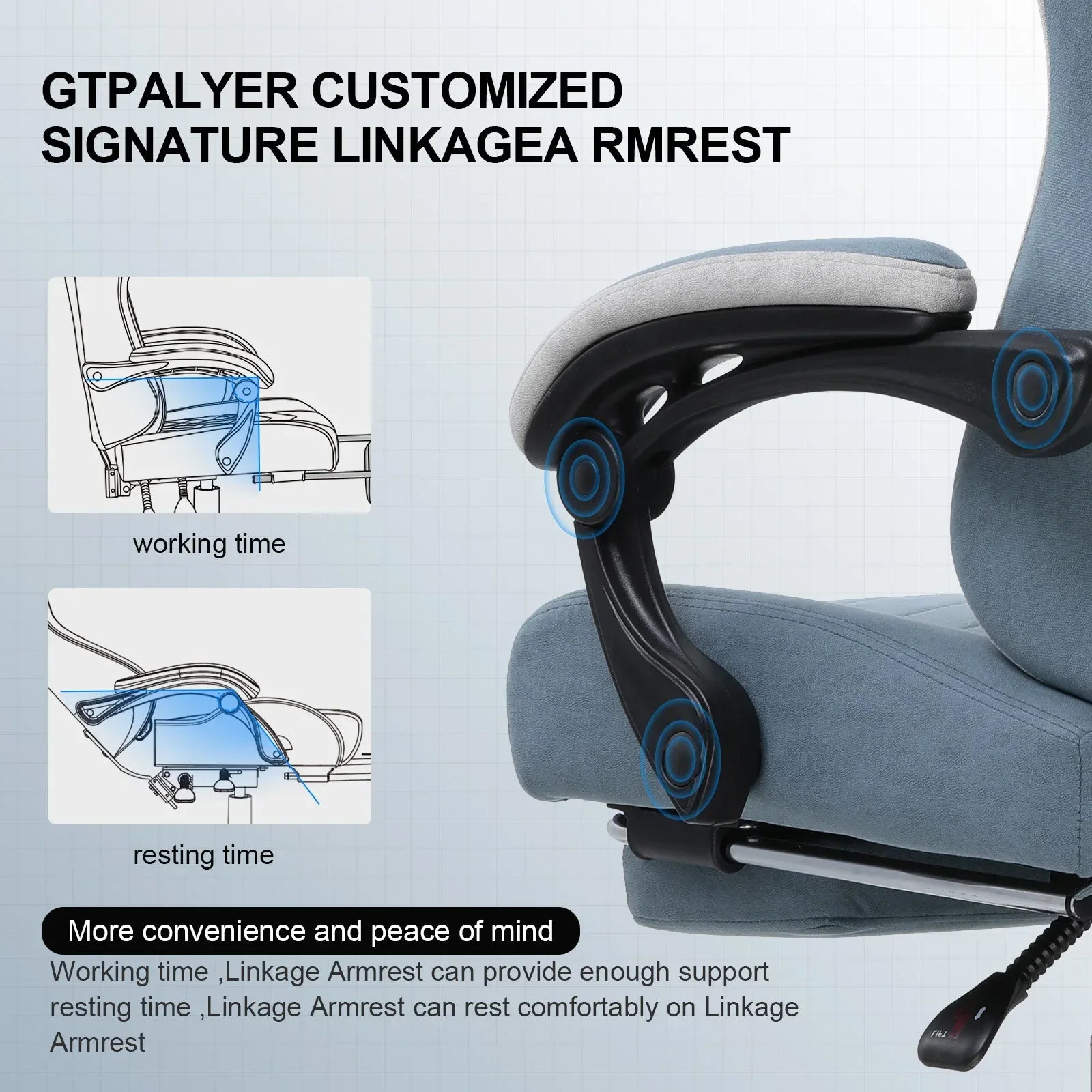 GTPLAYER Gaming Chair – Pocket Spring Cushion, Linkage Armrests & Footrest - TechTastic Treasures
