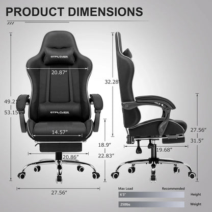 GTPLAYER Gaming Chair with Footrest – Ergonomic Office & Gaming Chair with Lumbar Support and Headrest - TechTastic Treasures