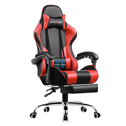 GTPLAYER Gaming Chair with Footrest – Ergonomic Reclining Office Chair with Lumbar Support, Headrest & Swivel Seat