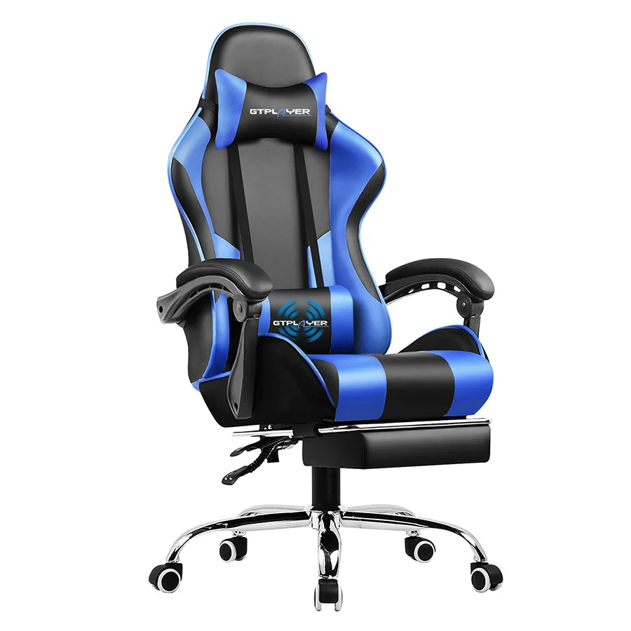 GTPLAYER Gaming Chair with Footrest – Ergonomic Reclining Office Chair with Lumbar Support, Headrest & Swivel Seat
