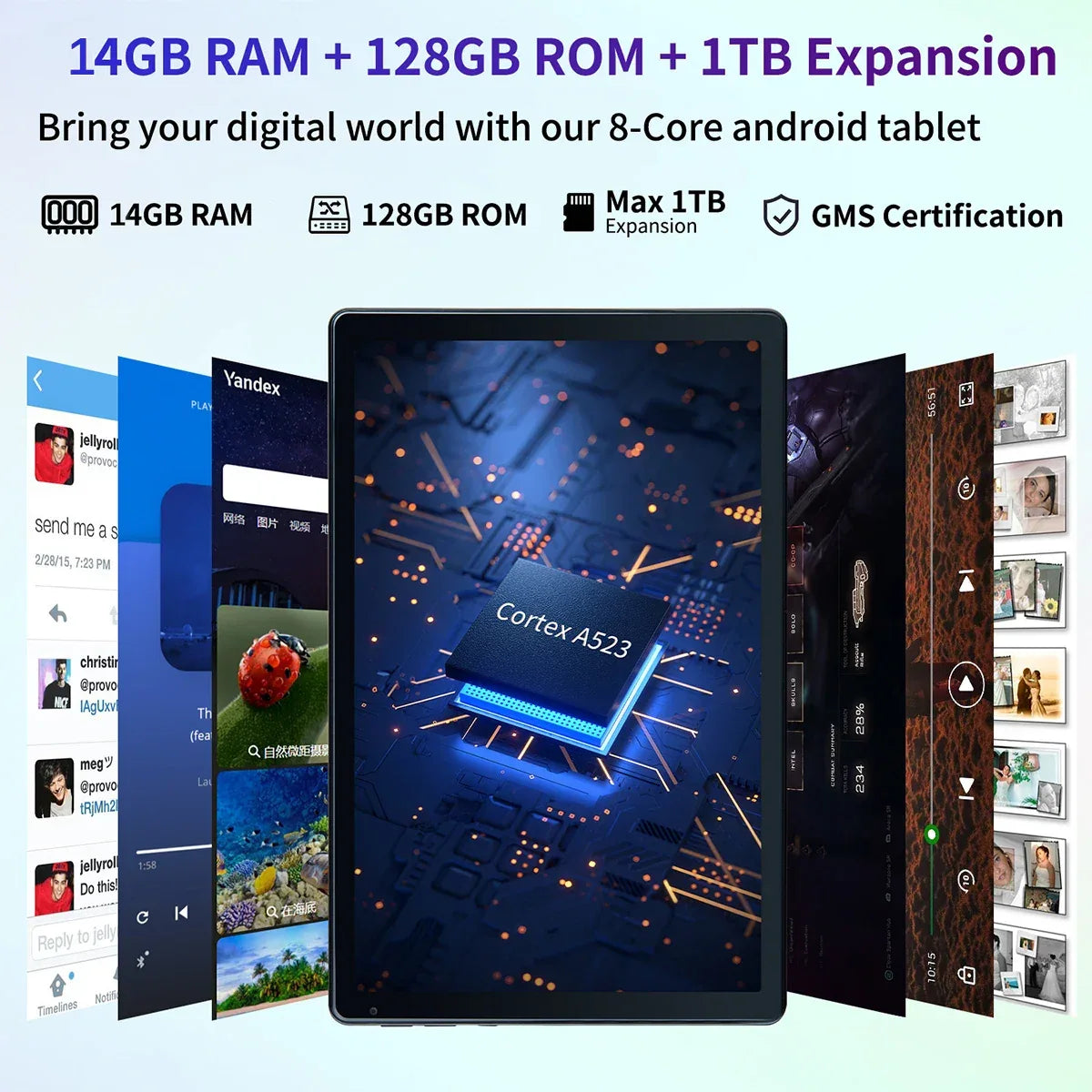 10" Android 14 Tablet – 16GB RAM | 128GB Storage | 1TB Expandable | Octa-Core | Widevine L1 | Keyboard, Mouse & Stylus Bundle - TechTastic Treasures