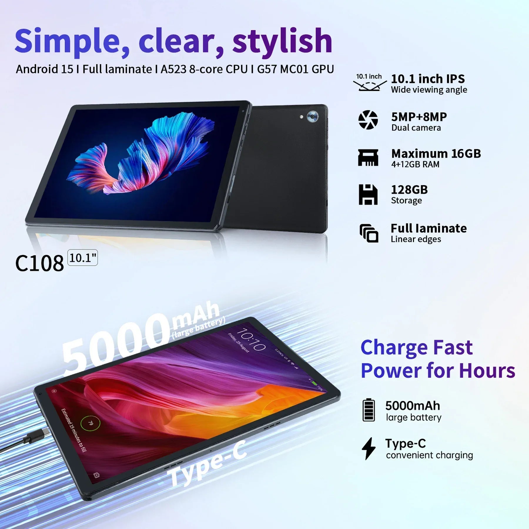 10" Android 14 Tablet – 16GB RAM | 128GB Storage | 1TB Expandable | Octa-Core | Widevine L1 | Keyboard, Mouse & Stylus Bundle - TechTastic Treasures