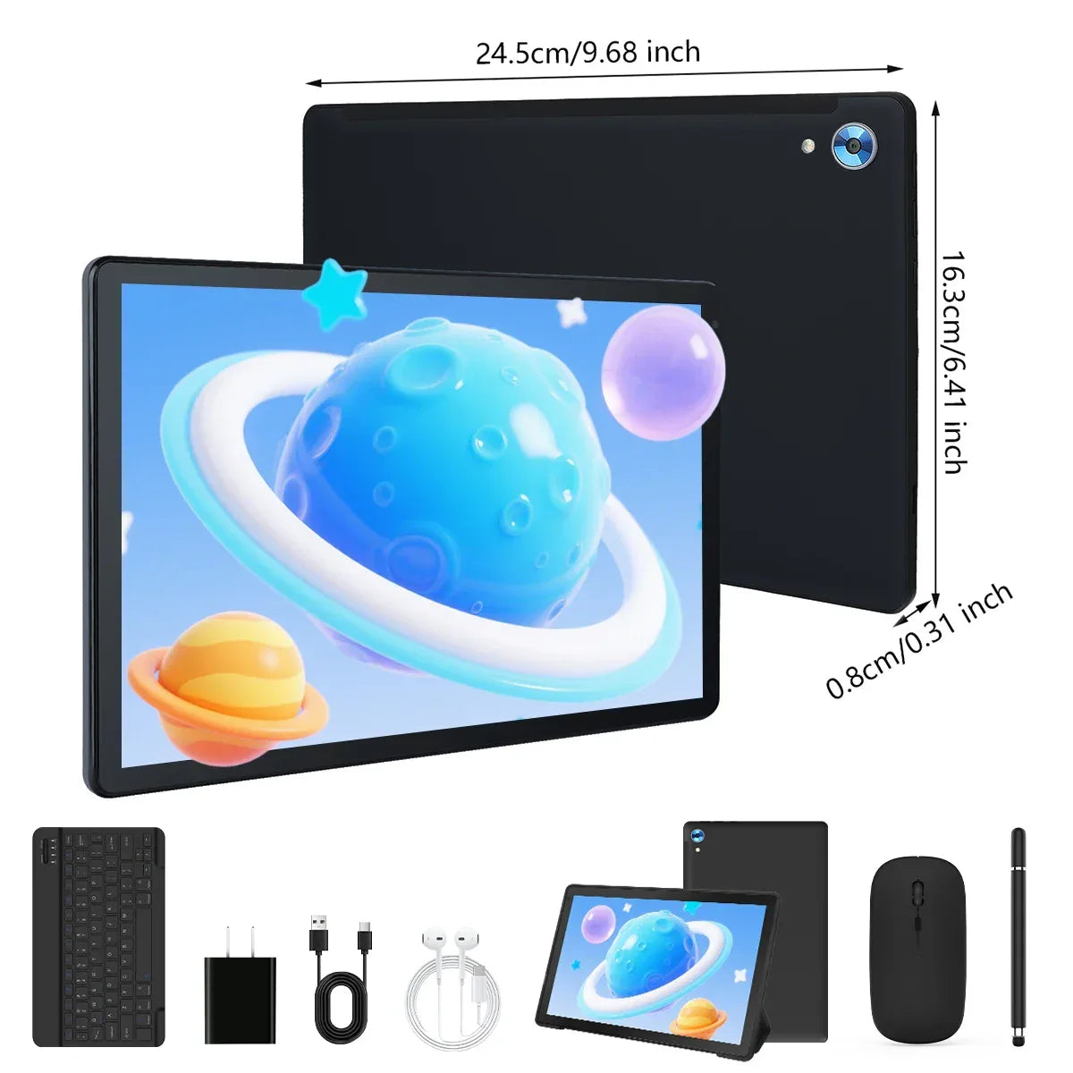 10" Android 14 Tablet – 16GB RAM | 128GB Storage | 1TB Expandable | Octa-Core | Widevine L1 | Keyboard, Mouse & Stylus Bundle - TechTastic Treasures