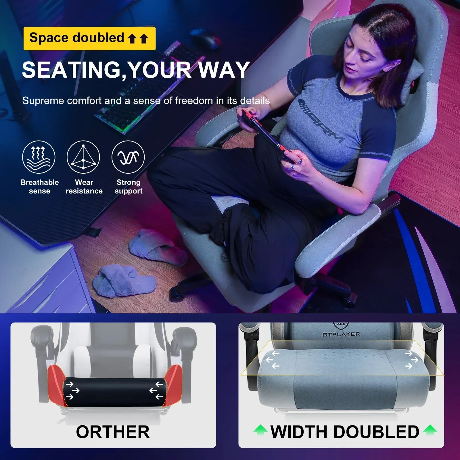 GTPLAYER Gaming Chair – Pocket Spring Cushion, Linkage Armrests & Footrest - TechTastic Treasures