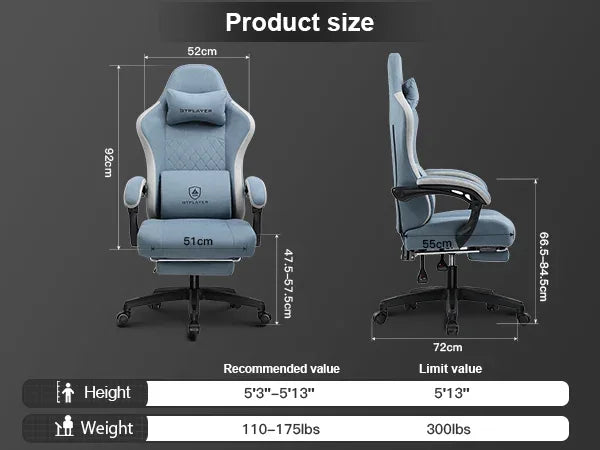 GTPLAYER Gaming Chair – Pocket Spring Cushion, Linkage Armrests & Footrest - TechTastic Treasures