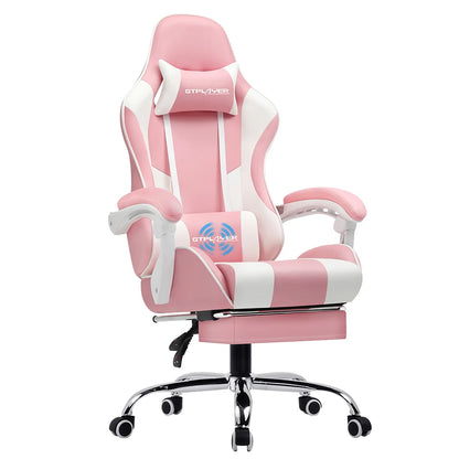 GTPLAYER Gaming Chair with Footrest – Ergonomic Reclining Office Chair with Lumbar Support, Headrest & Swivel Seat