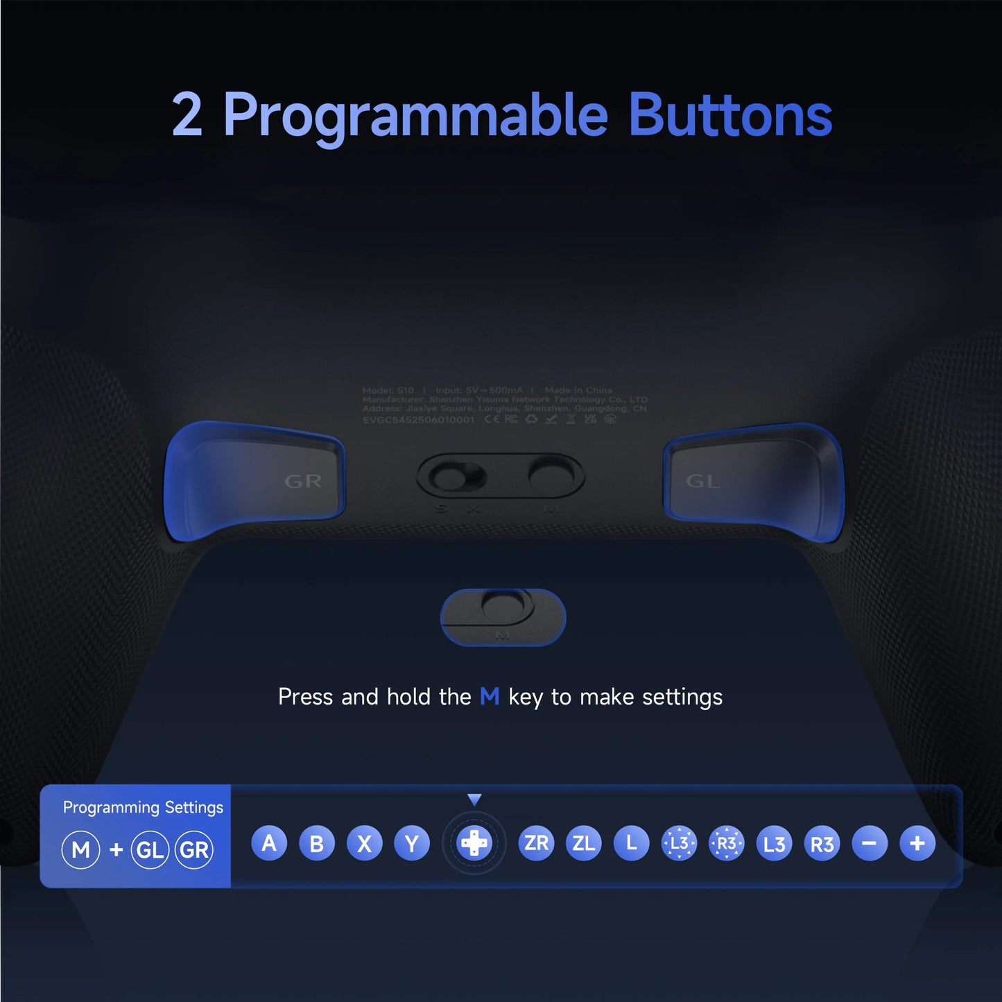 EasySMX S10 Controller with TMR Joystick – Switch & PC Gamepad with Back Buttons, Wake-Up & DIY Faceplate