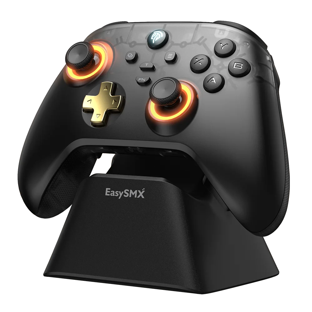 EasySMX D05 Gaming Controller with Charging Dock – Hall Effect Joystick Wireless Gamepad with Programmable Buttons